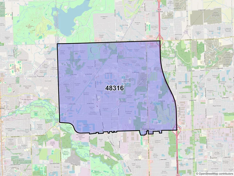 Map of ZIP Code 48316 — Utica, MI