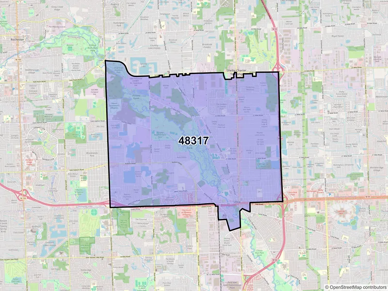 Map of ZIP Code 48317 — Utica, MI