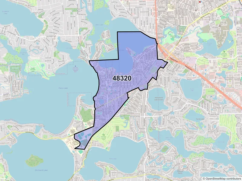 Map of ZIP Code 48320 — Keego Harbor, MI