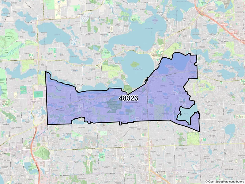 Map of ZIP Code 48323 — West Bloomfield, MI