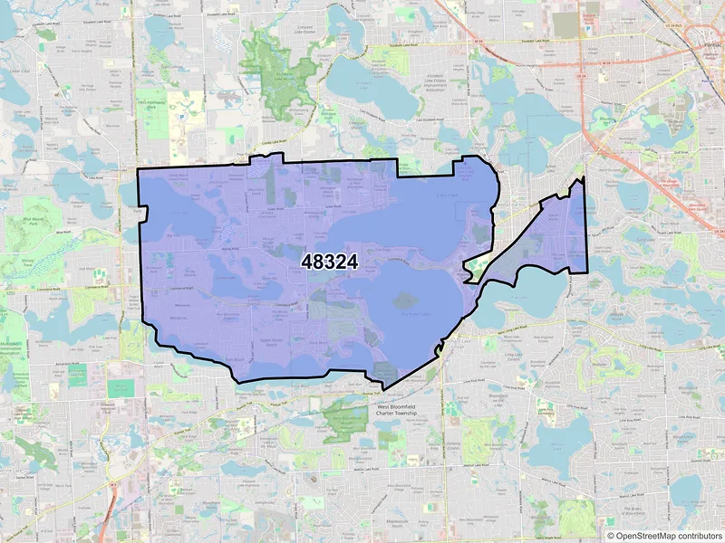 Map of ZIP Code 48324 — West Bloomfield, MI