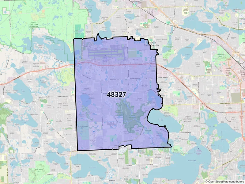 Map of ZIP Code 48327 — Waterford, MI