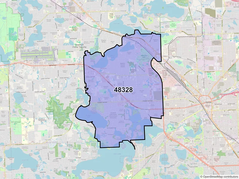 Map of ZIP Code 48328 — Waterford, MI