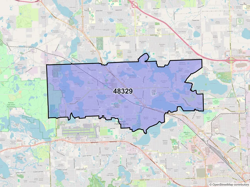 Map of ZIP Code 48329 — Waterford, MI