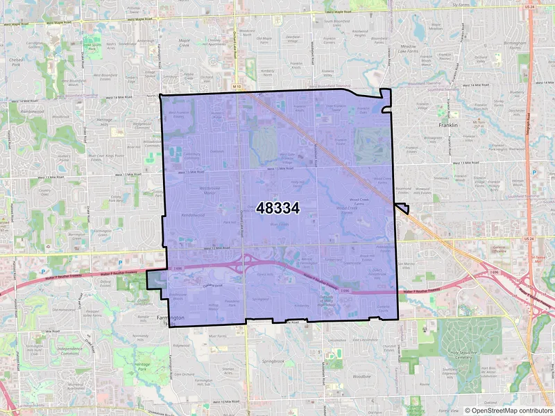 Map of ZIP Code 48334 — Farmington, MI