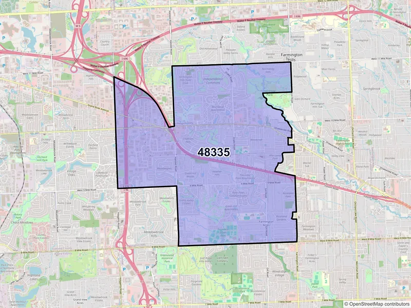 Map of ZIP Code 48335 — Farmington, MI