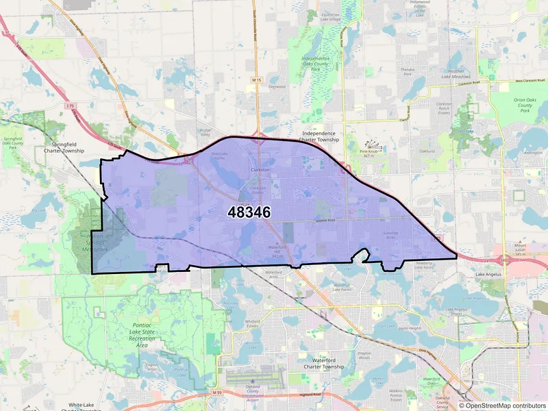 Map of ZIP Code 48346 — Clarkston, MI