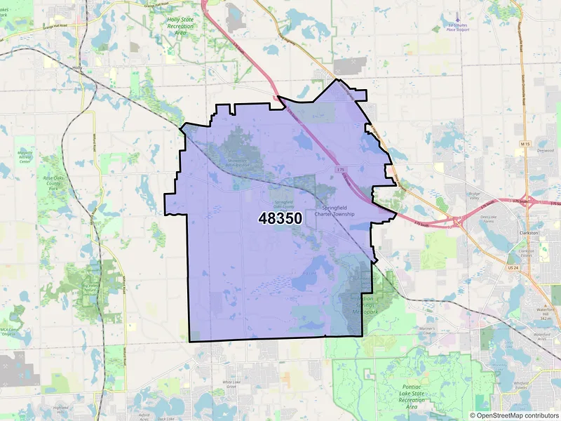Map of ZIP Code 48350 — Davisburg, MI