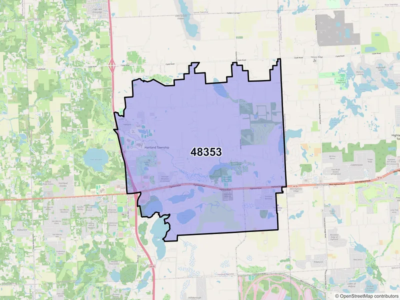 Map of ZIP Code 48353 — Hartland, MI