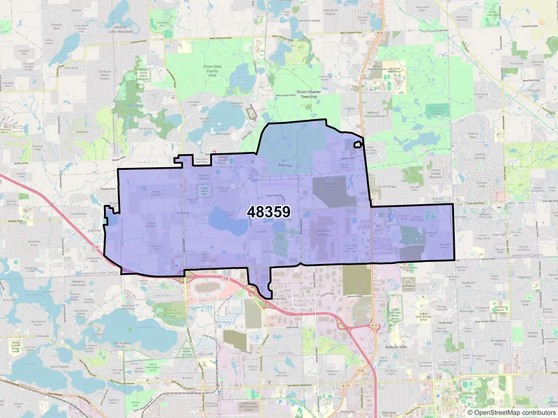 Map of ZIP Code 48359 — Lake Orion, MI