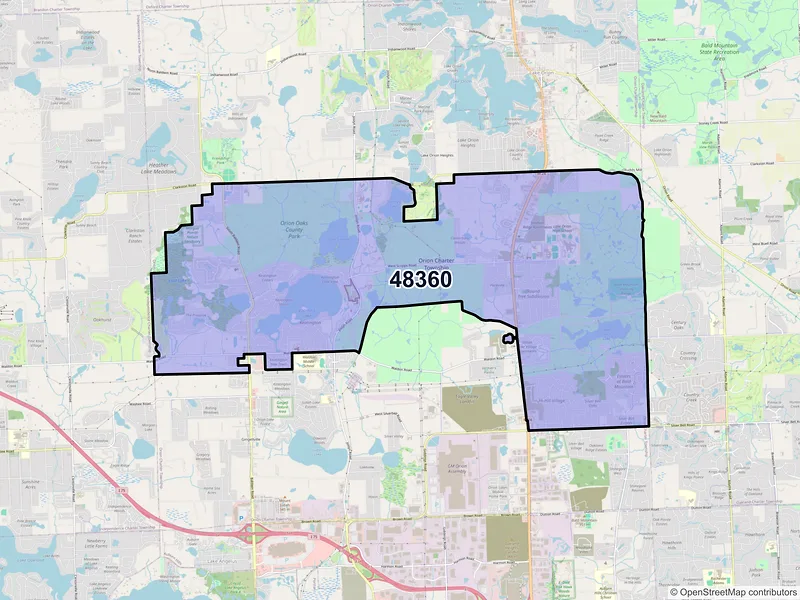 Map of ZIP Code 48360 — Lake Orion, MI