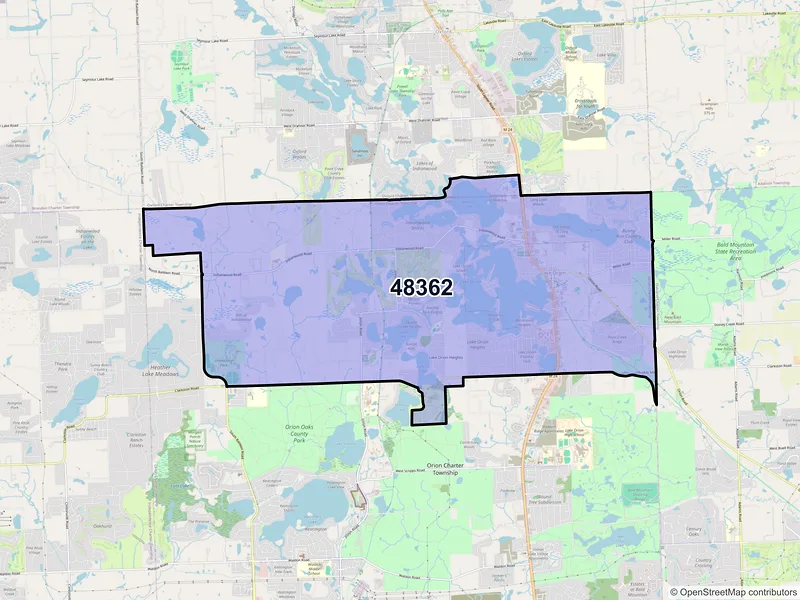 Map of ZIP Code 48362 — Lake Orion, MI