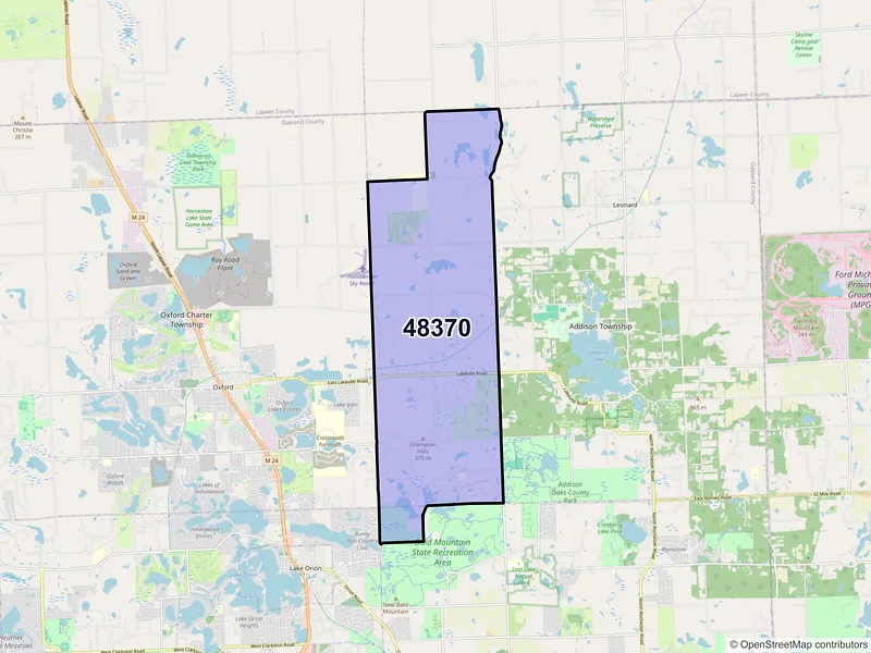 Map of ZIP Code 48370 — Oxford, MI