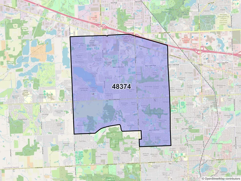 Map of ZIP Code 48374 — Novi, MI