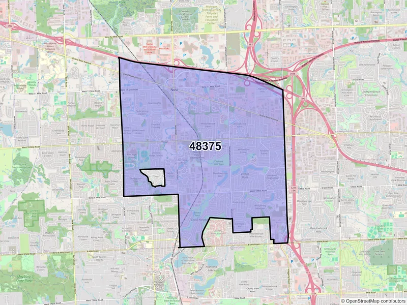 Map of ZIP Code 48375 — Novi, MI