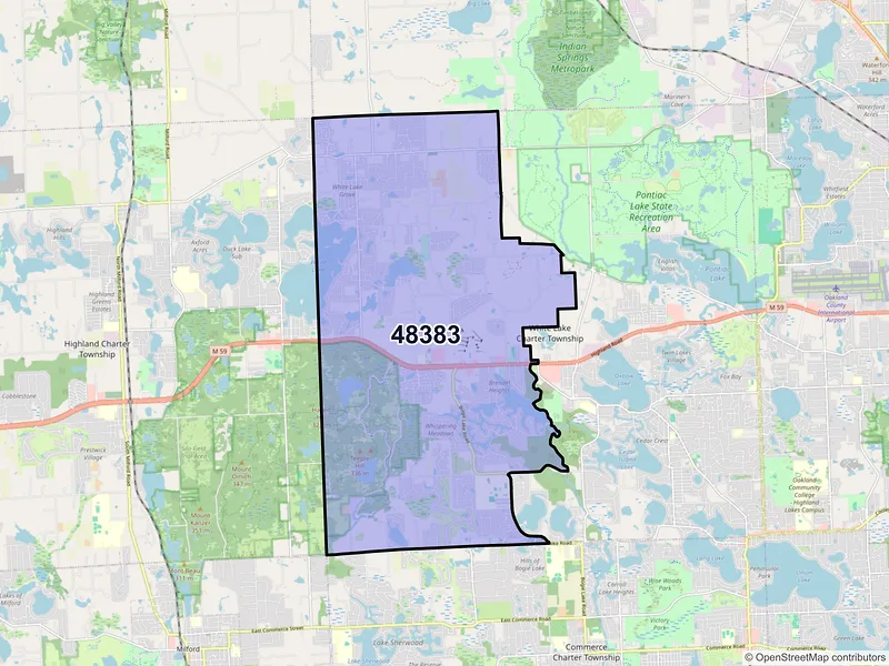 Map of ZIP Code 48383 — White Lake, MI