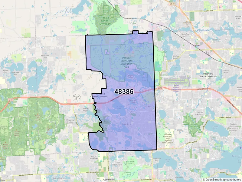 Map of ZIP Code 48386 — White Lake, MI