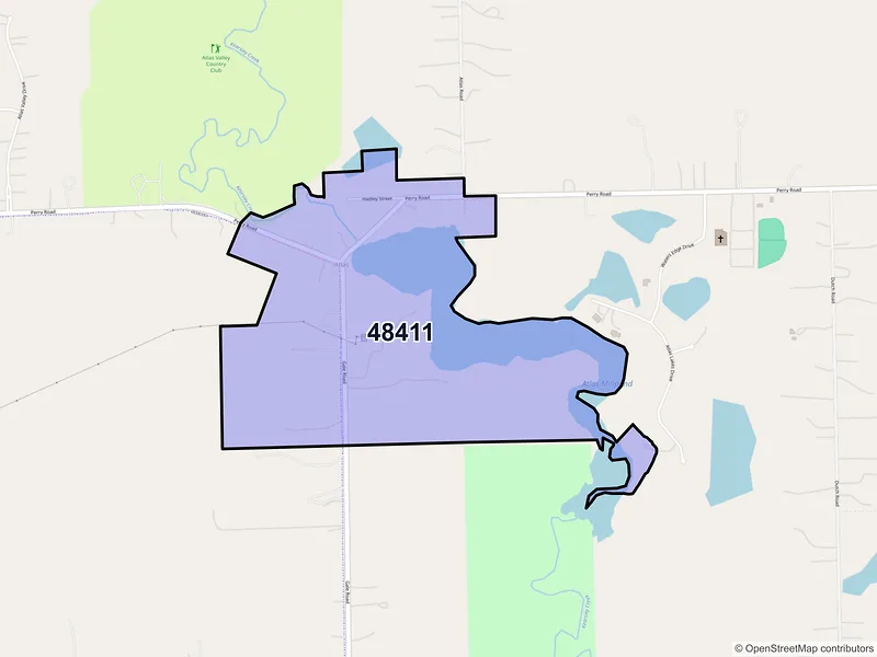 Map of Atlas, Michigan and ZIP codes