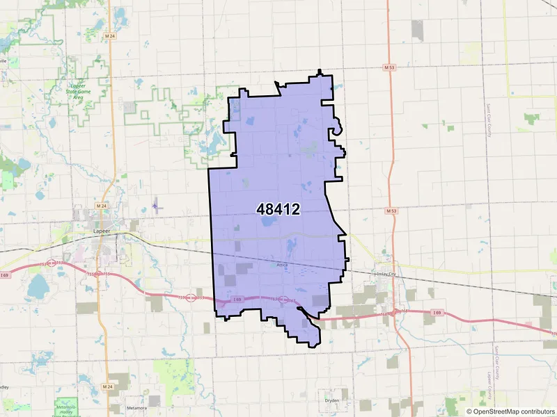 Map of ZIP Code 48412 — Attica, MI