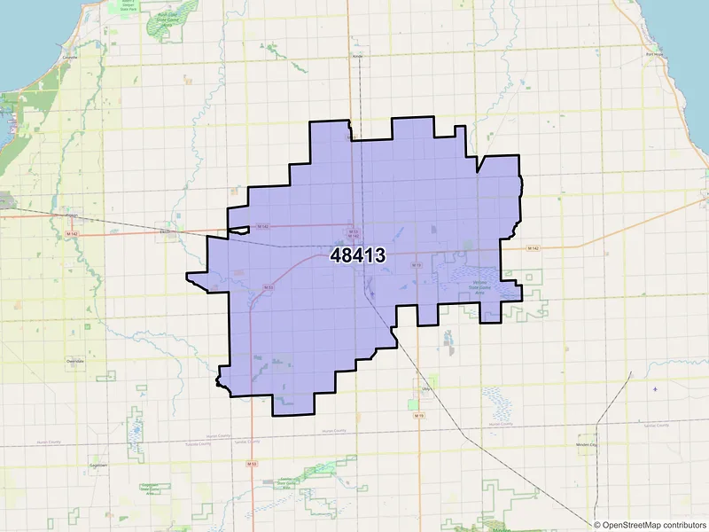 Map of ZIP Code 48413 — Bad Axe, MI