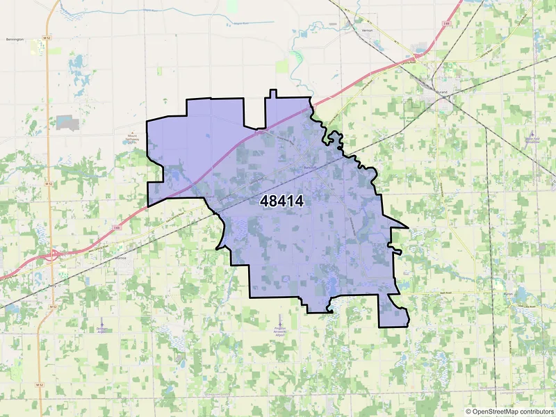 Map of ZIP Code 48414 — Bancroft, MI