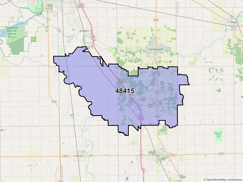 Map of ZIP Code 48415 — Birch Run, MI