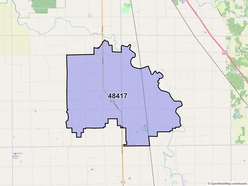 Map of ZIP Code 48417 — Burt, MI
