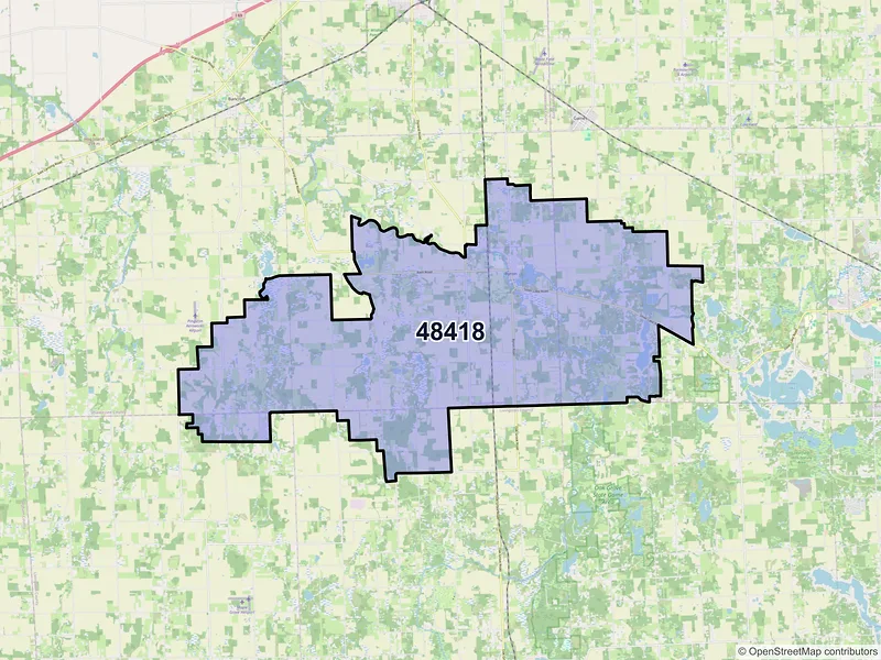 Map of ZIP Code 48418 — Byron, MI