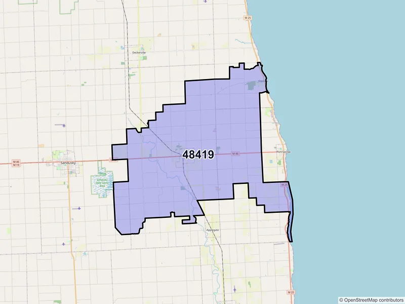 Map of ZIP Code 48419 — Carsonville, MI