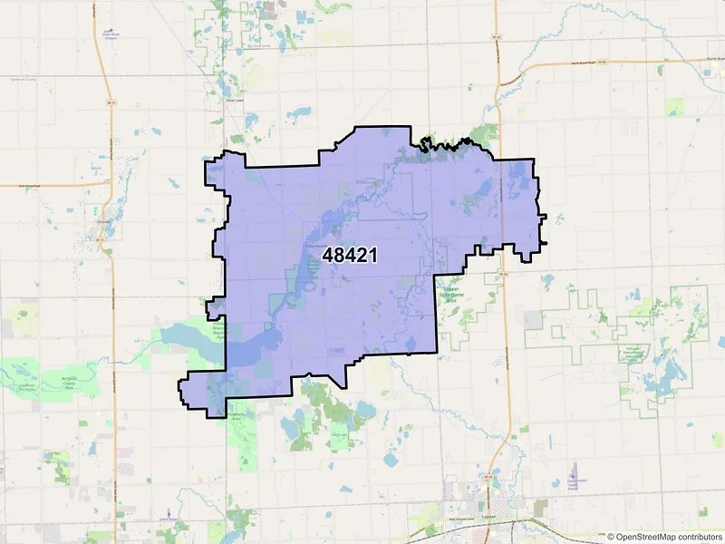 Map of ZIP Code 48421 — Columbiaville, MI