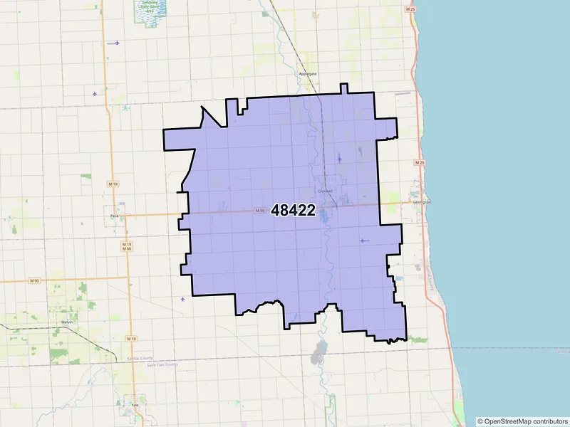 Map of ZIP Code 48422 — Croswell, MI