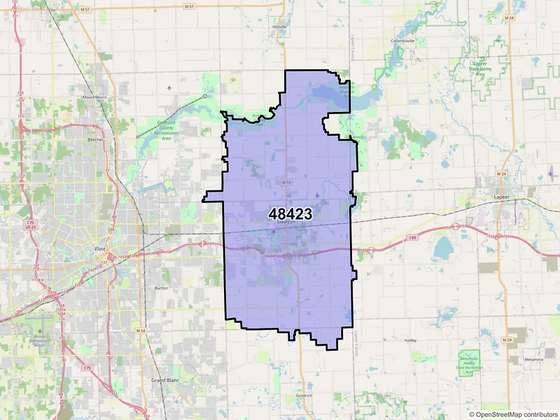 Map of ZIP Code 48423 — Davison, MI