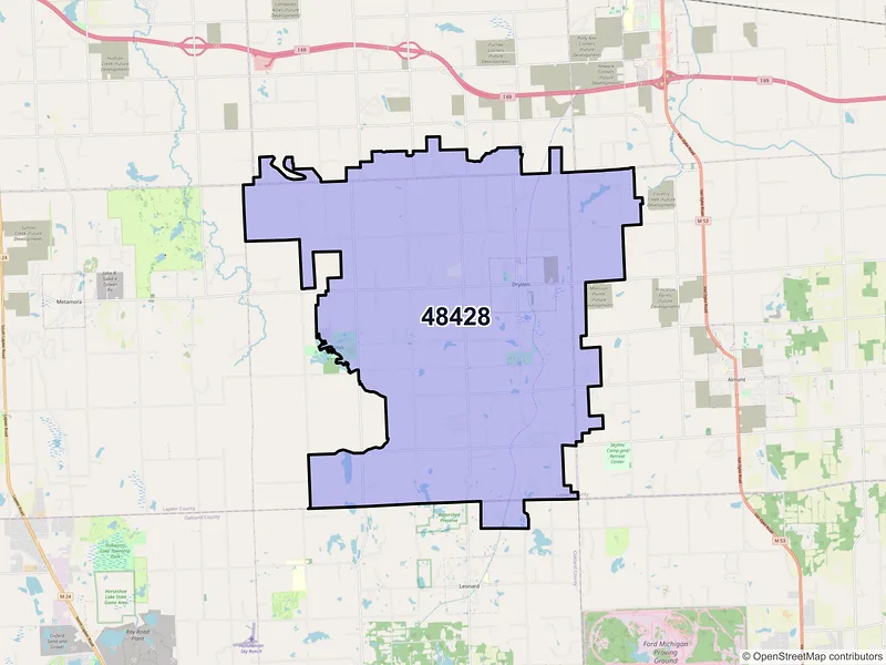 Map of ZIP Code 48428 — Dryden, MI