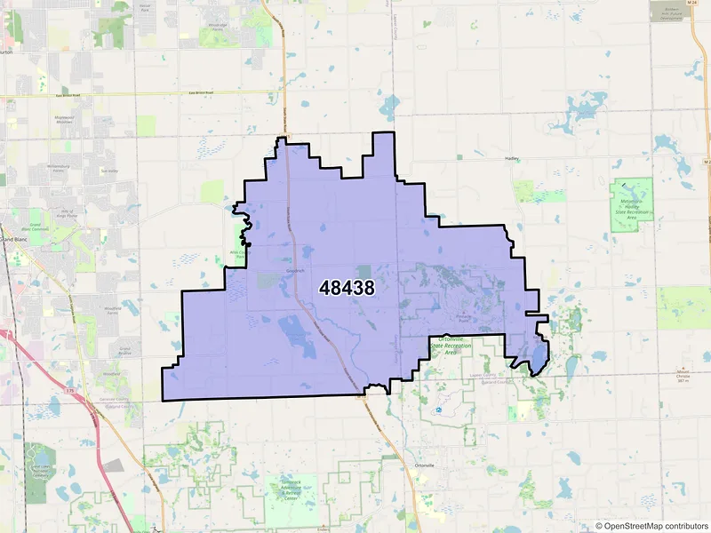 Map of ZIP Code 48438 — Goodrich, MI