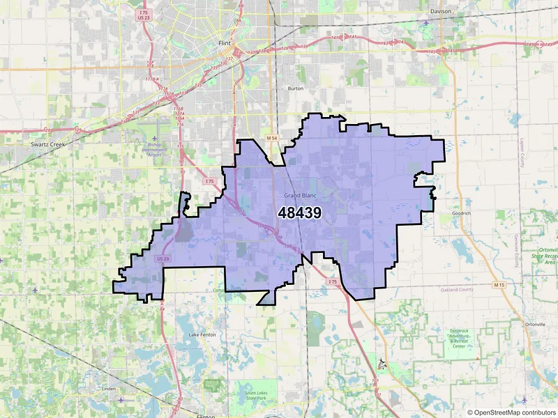Map of ZIP Code 48439 — Grand Blanc, MI