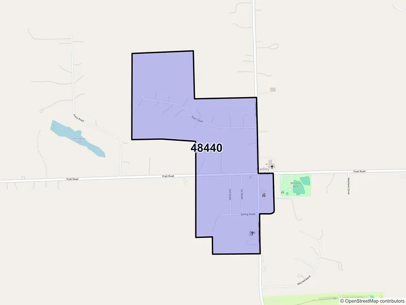 Map of Hadley, Michigan and ZIP codes