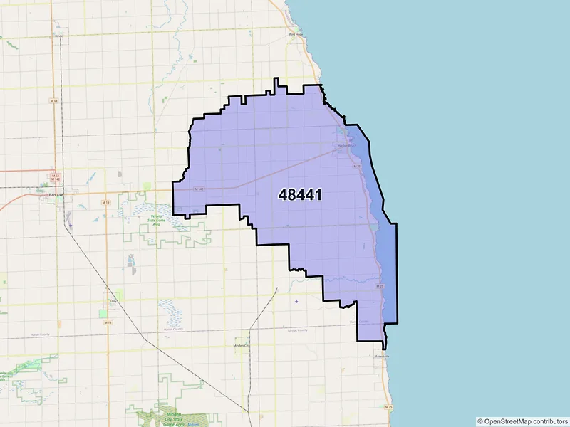 Map of ZIP Code 48441 — Harbor Beach, MI