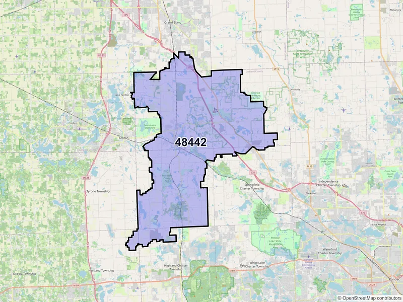 Map of ZIP Code 48442 — Holly, MI