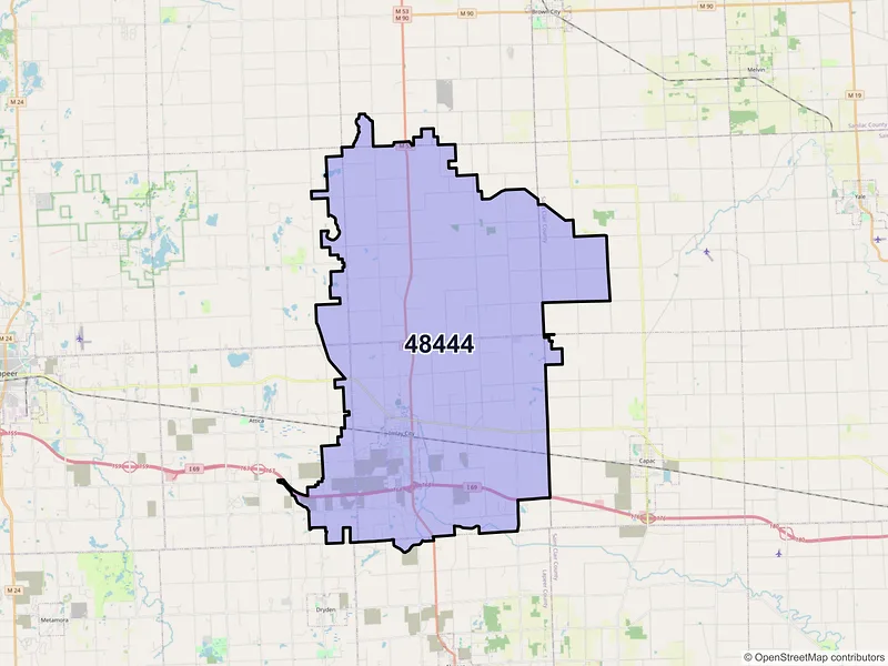 Map of ZIP Code 48444 — Imlay City, MI