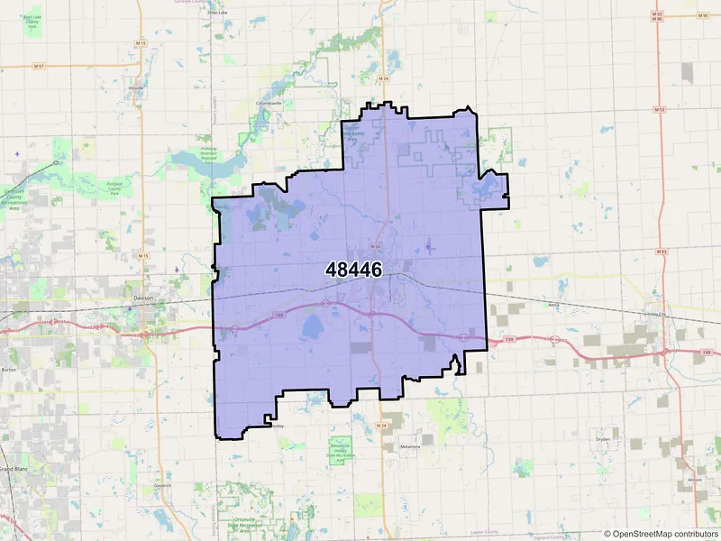 Map of ZIP Code 48446 — Lapeer, MI