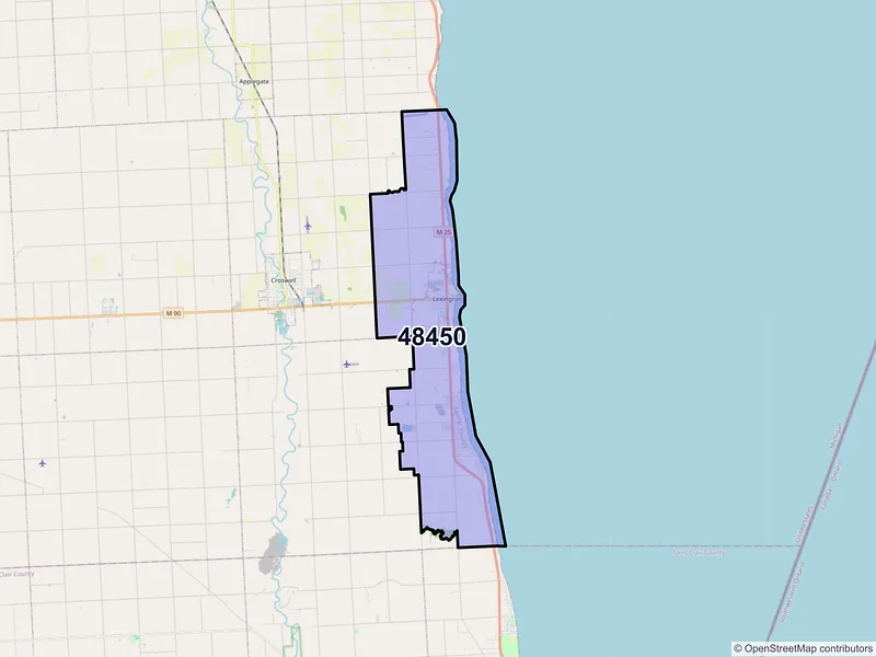 Map of ZIP Code 48450 — Lexington, MI