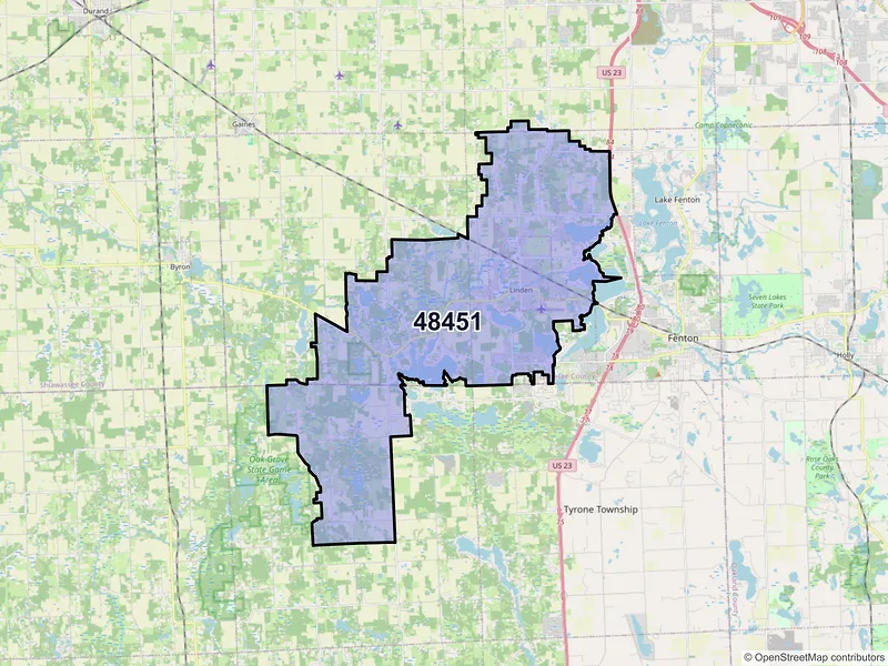 Map of ZIP Code 48451 — Linden, MI