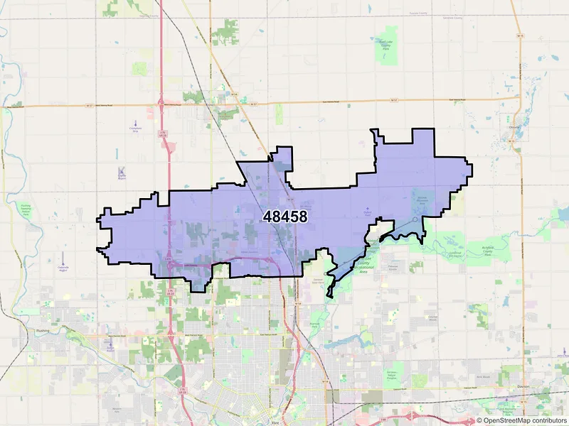 Map of ZIP Code 48458 — Mount Morris, MI