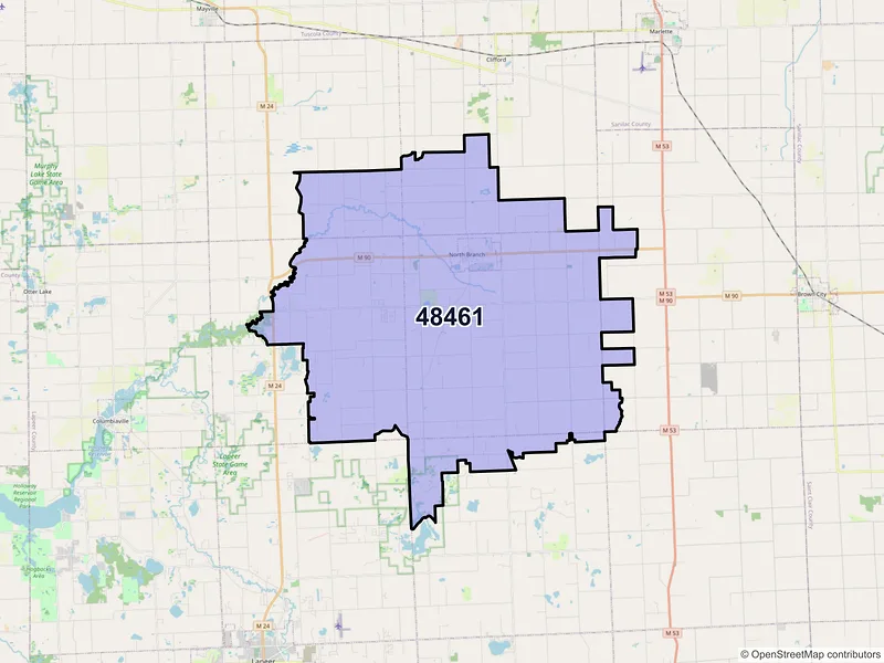 Map of ZIP Code 48461 — North Branch, MI