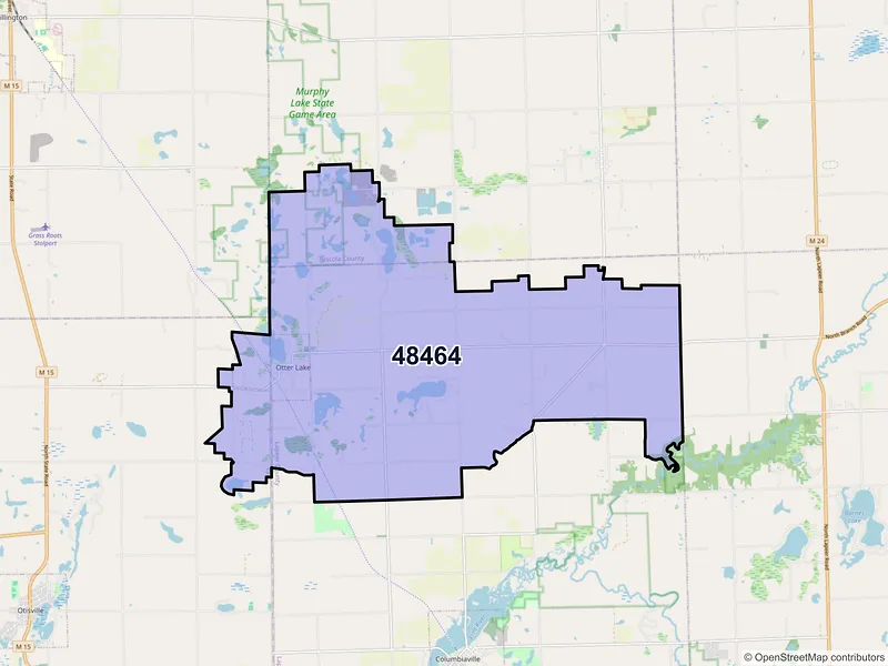 Map of ZIP Code 48464 — Otter Lake, MI