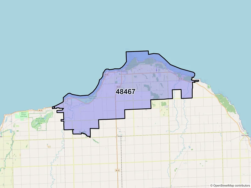 Map of ZIP Code 48467 — Port Austin, MI