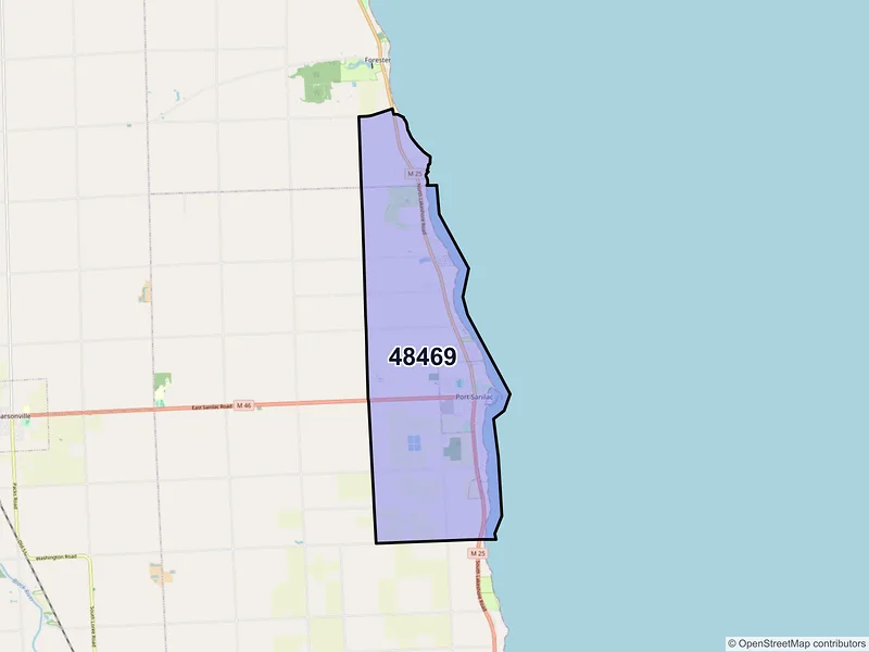 Map of ZIP Code 48469 — Port Sanilac, MI