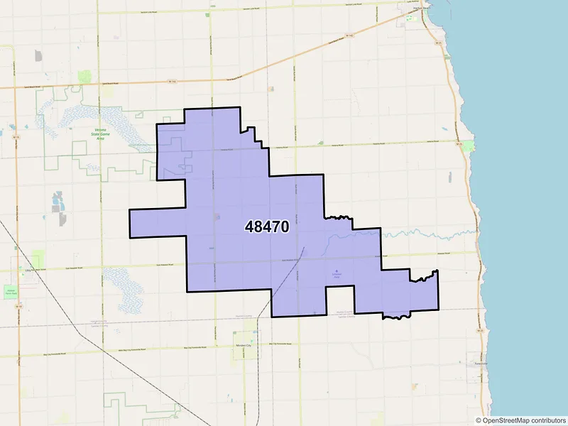 Map of ZIP Code 48470 — Ruth, MI
