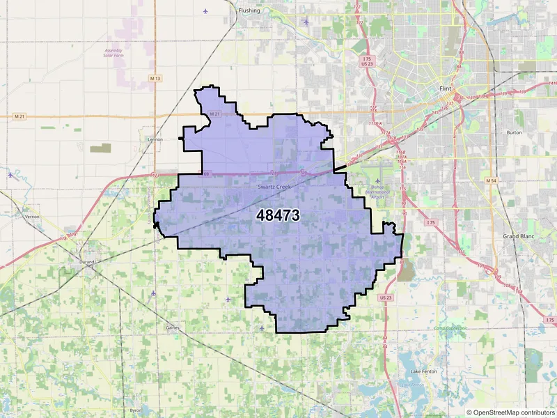 Map of ZIP Code 48473 — Swartz Creek, MI