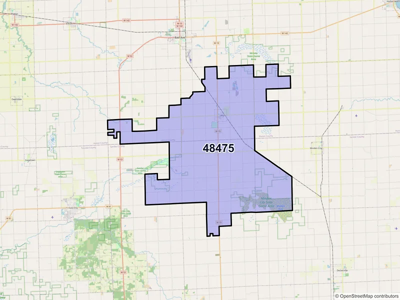 Map of Ubly, Michigan and ZIP codes